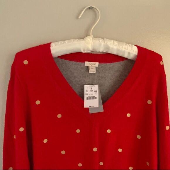 JCrew Red & Gold Women’s Sweater V-neck LP - Picture 12 of 16
